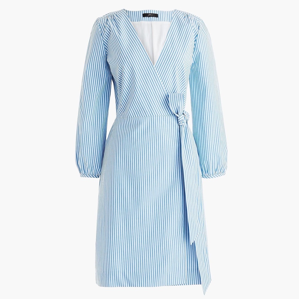 NWOT J.Crew Wrap Dress In Striped Cotton Poplin